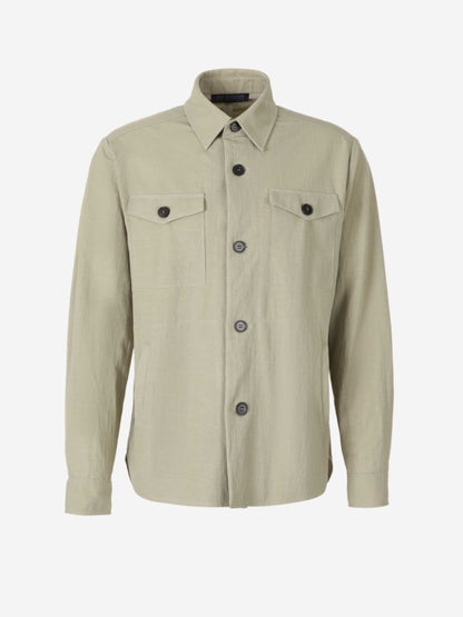Outlet online Harris Wharf Hombre Sobrecamisa Lisa Botones color Verde sku 513-000049 01 - Foto 1