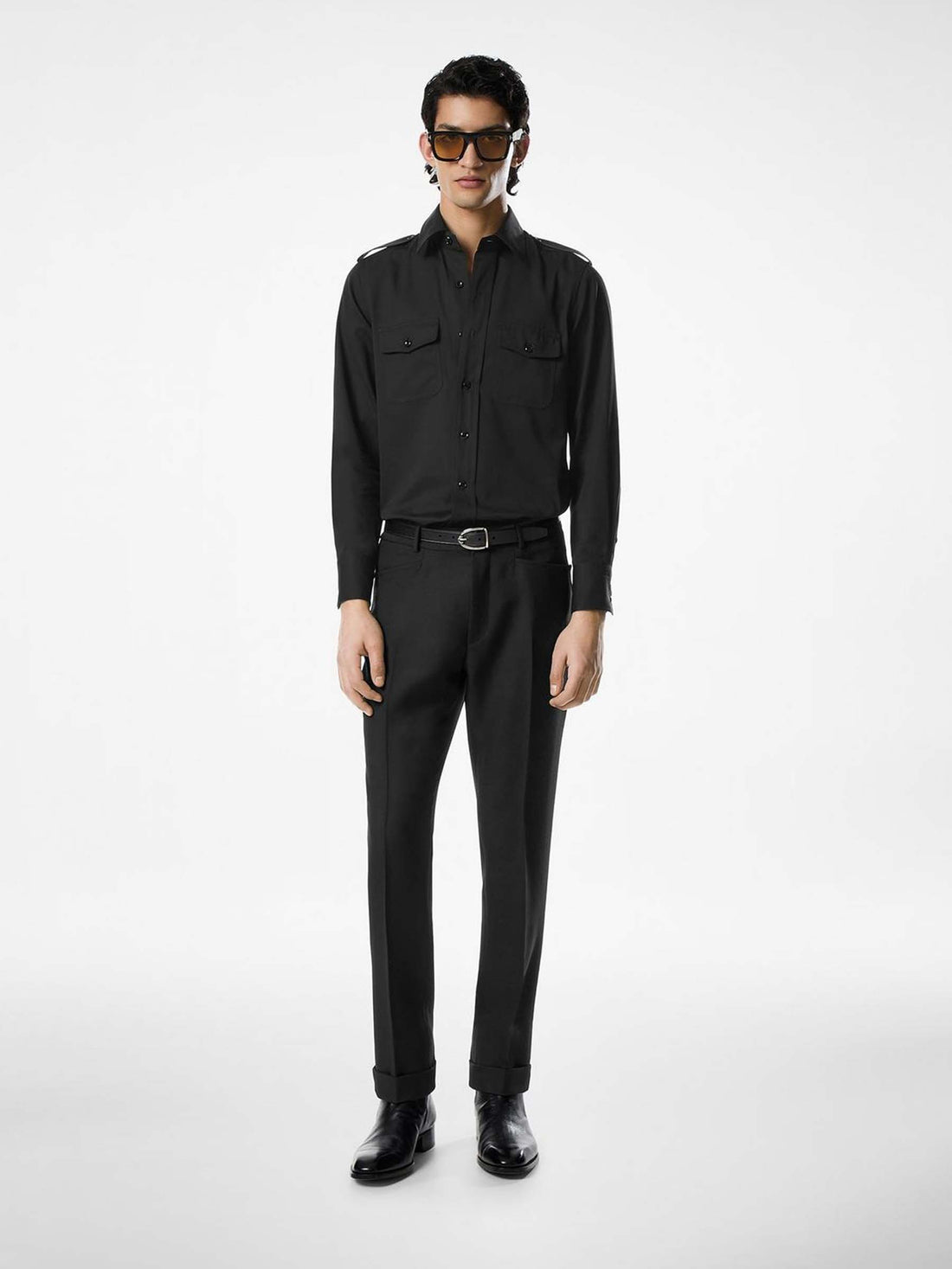 Outlet online Tom Ford Hombre Camisa Lisa Militar color Negro sku 513-000067 01 - Foto 2