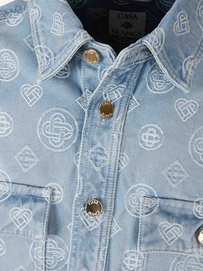 Outlet online Casablanca Hombre Chaqueta Denim Monograma color Azul Denim Claro sku 513-000070 01 - Foto 3