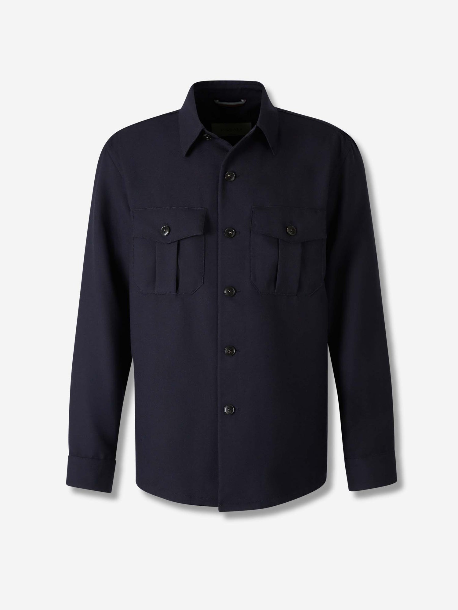 Outlet online Canali Hombre Sobrecamisa Lana Seda color Azul Marino sku 513-000101 01 - Foto 1