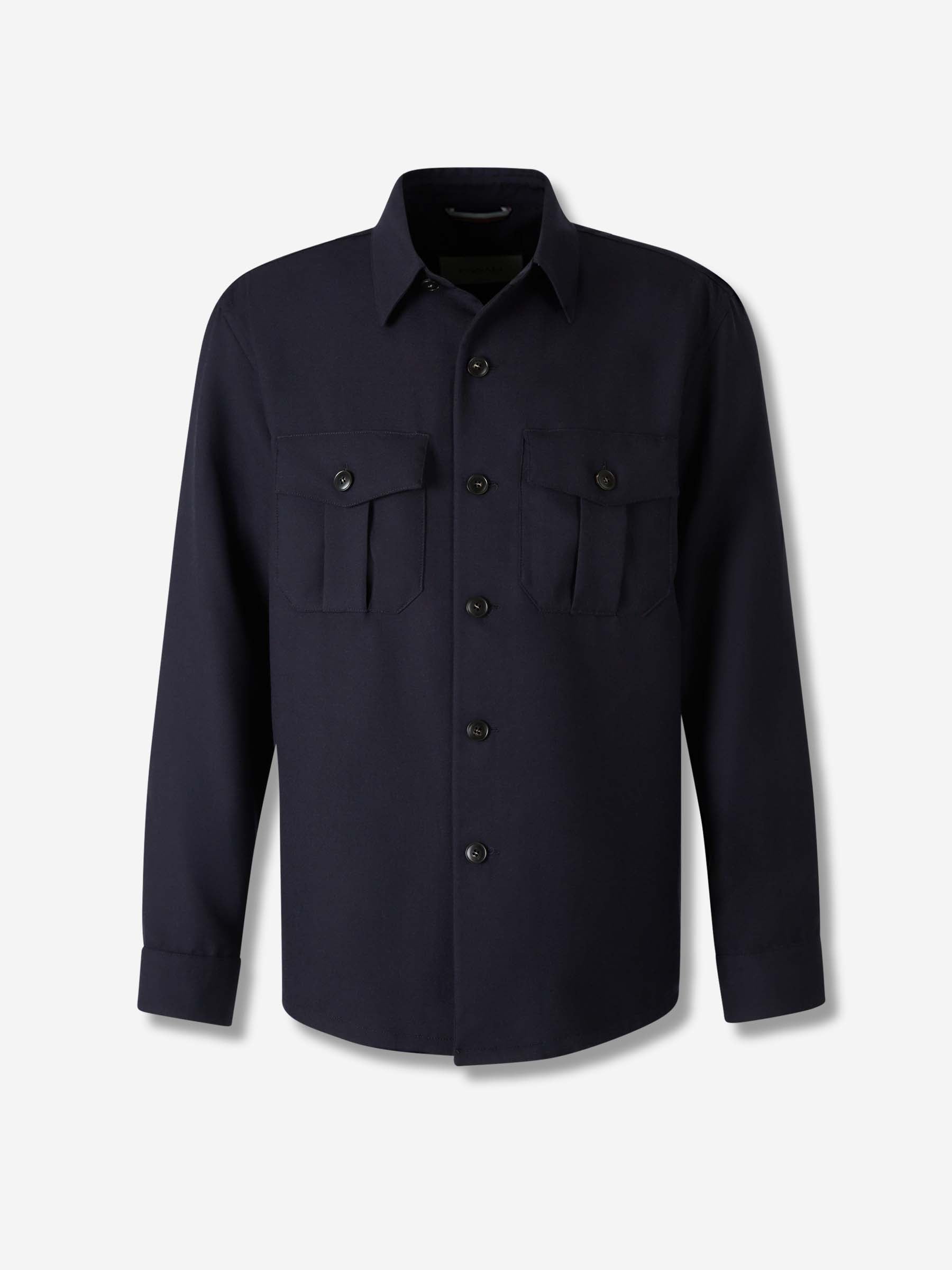 Outlet online Canali Hombre Sobrecamisa Lana Seda color Azul Marino sku 513-000101 01 - Foto 1