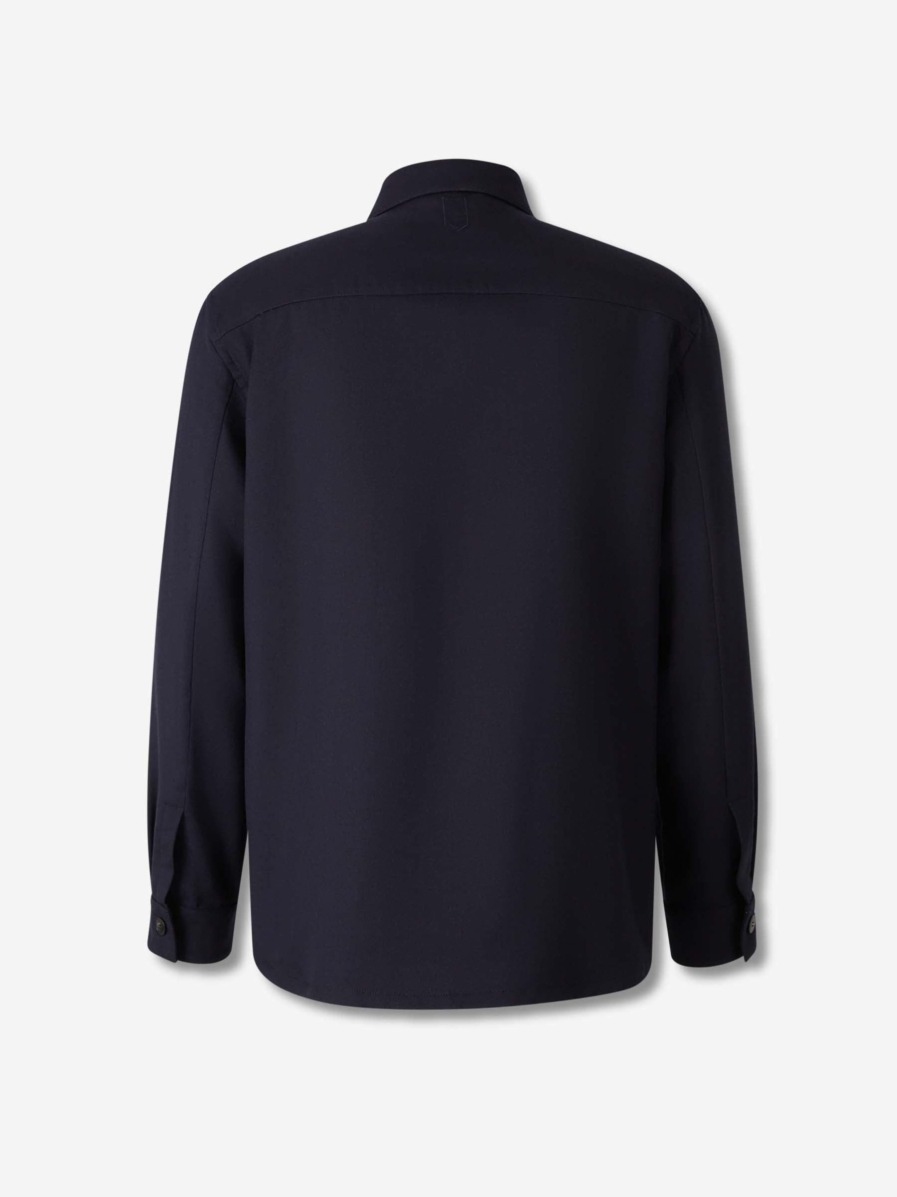 Outlet online Canali Hombre Sobrecamisa Lana Seda color Azul Marino sku 513-000101 01 - Foto 2