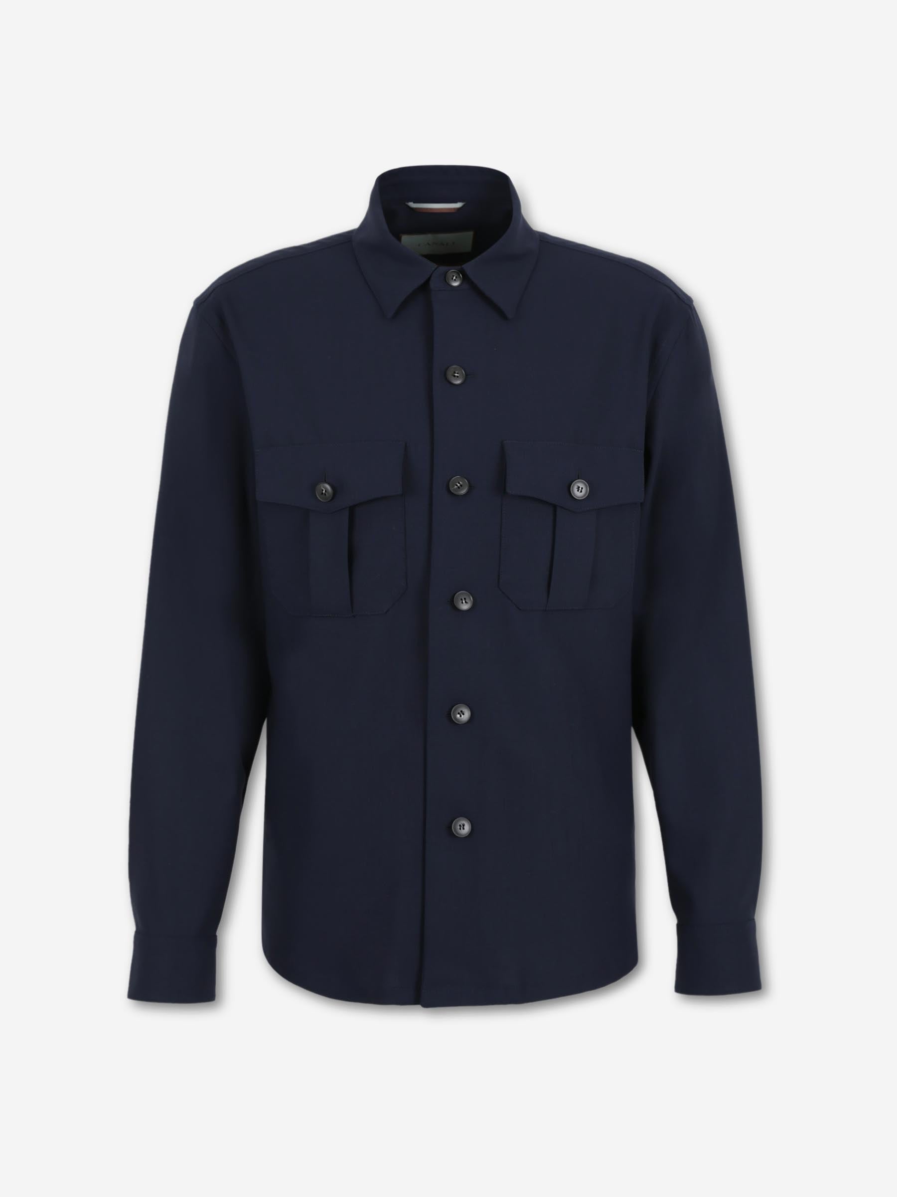 Canali Hombre Barcelona Abrigo Largo de corte sastrero con solapa clásica color Azul Marino sku 513-000143 01 - Foto 1