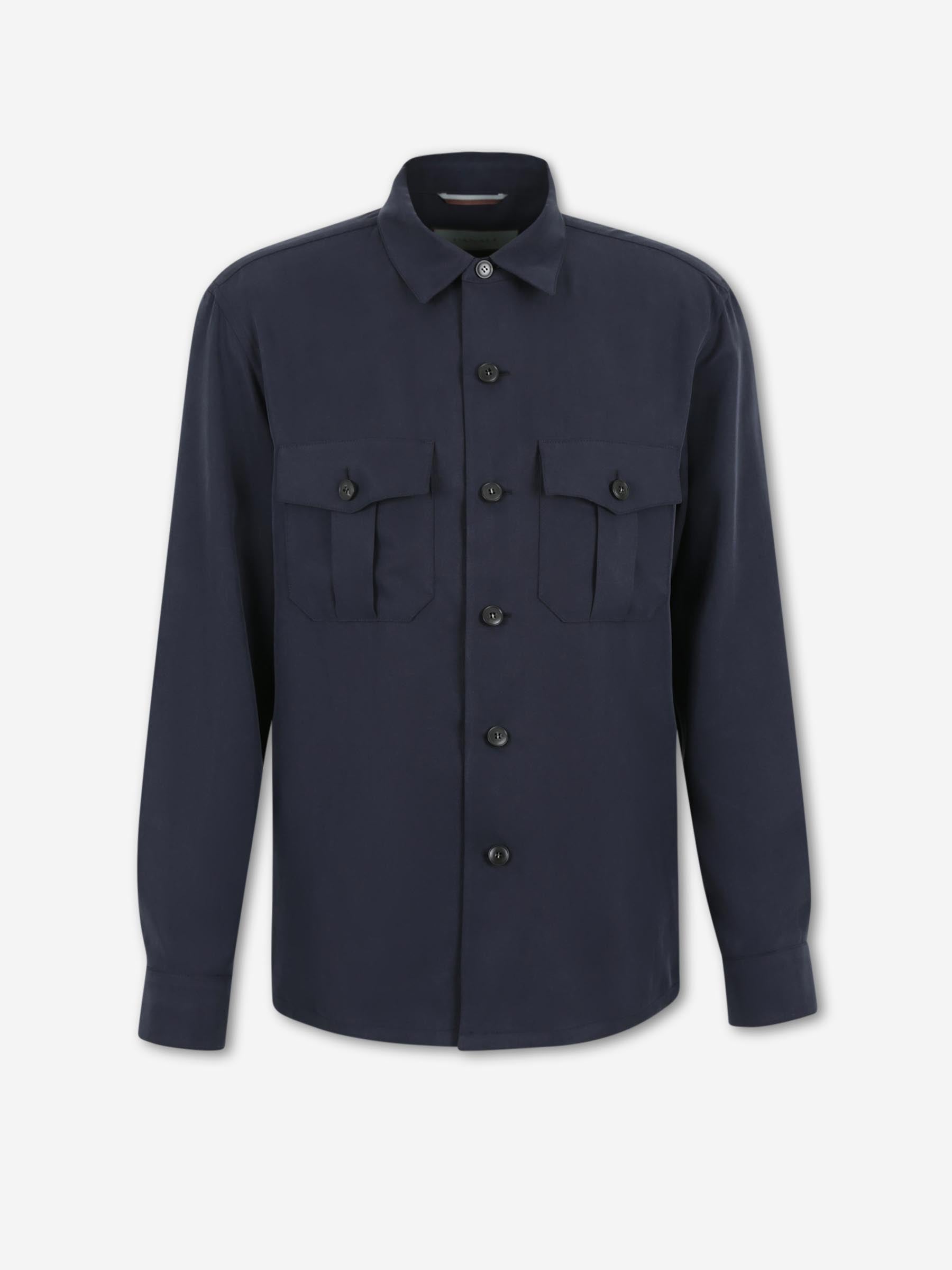 Outlet online Canali Hombre Sobrecamisa Lyocell color Azul Marino sku 513-000155 01 - Foto 1