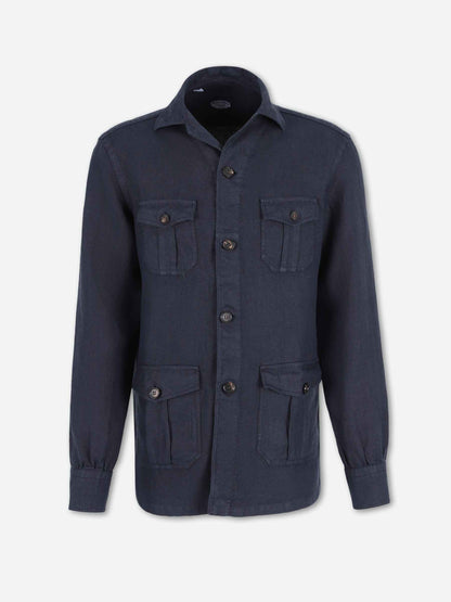 Outlet online Vincenzo di Ruggiero Hombre Camisa Lisa Lino color Azul Marino sku 513-000164 01 - Foto 1
