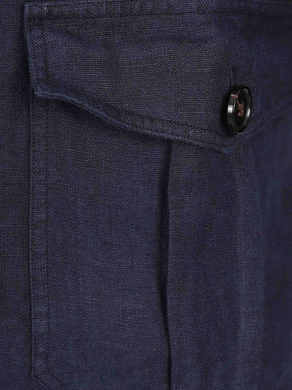 Outlet online Vincenzo di Ruggiero Hombre Camisa Lisa Lino color Azul Marino sku 513-000164 01 - Foto 4