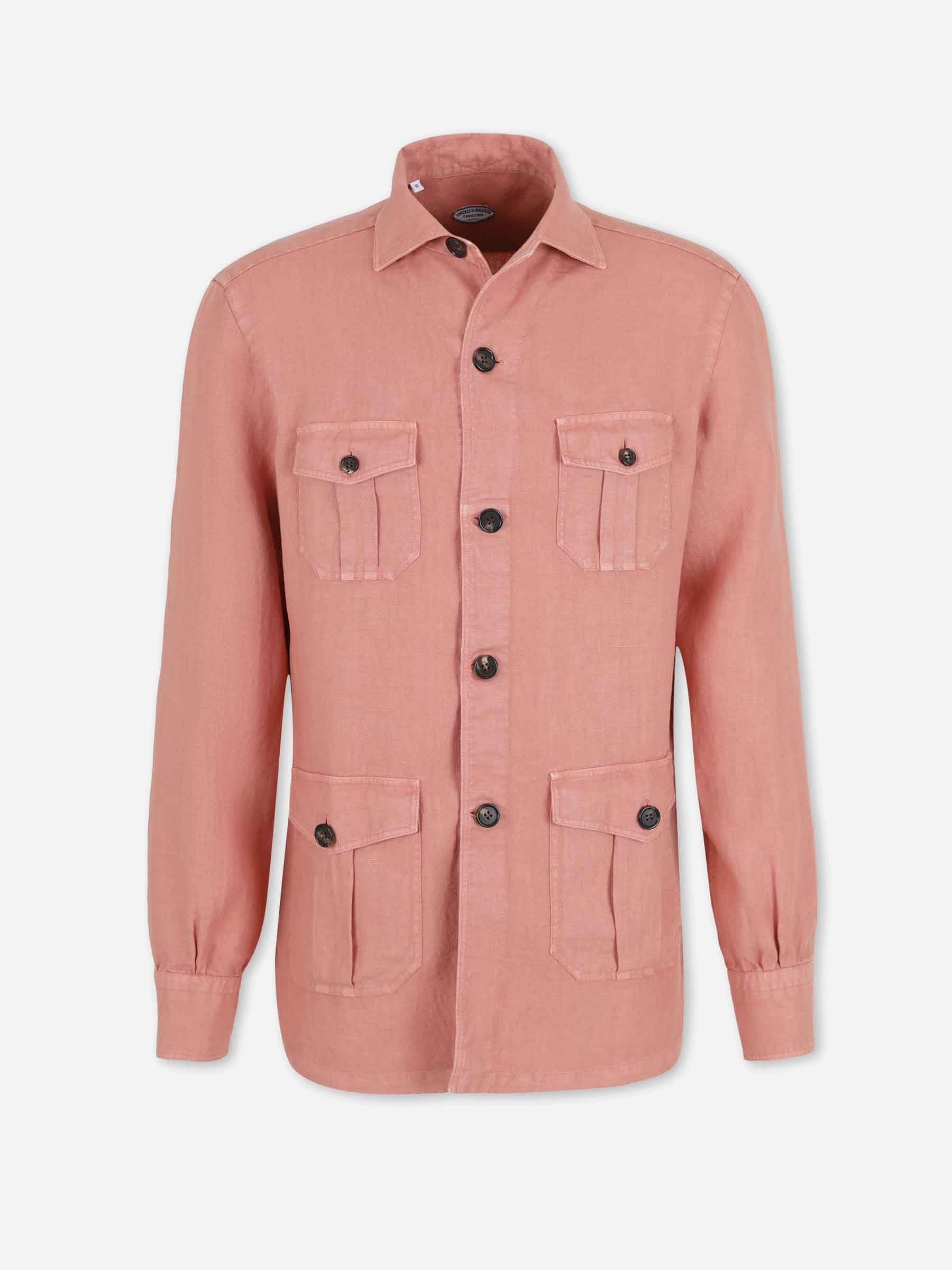 Outlet online Vincenzo di Ruggiero Hombre Camisa Lisa Lino color Terracota sku 513-000164 02 - Foto 1