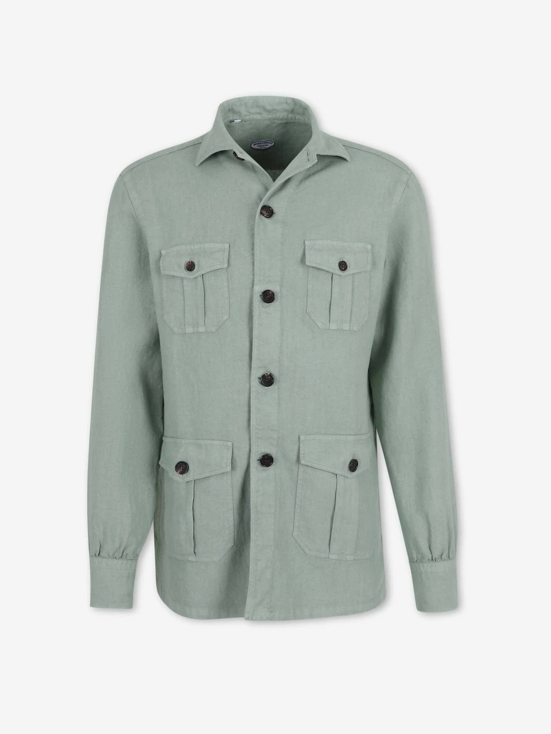 Outlet online Vincenzo di Ruggiero Hombre Camisa Lisa Lino color Verde sku 513-000164 03 - Foto 1