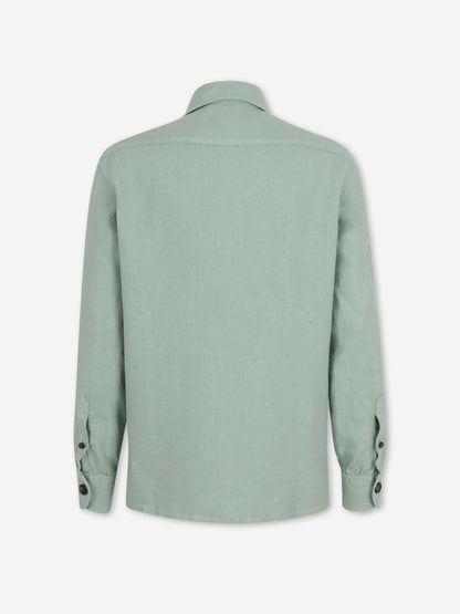 Outlet online Vincenzo di Ruggiero Hombre Camisa Lisa Lino color Verde sku 513-000164 03 - Foto 2