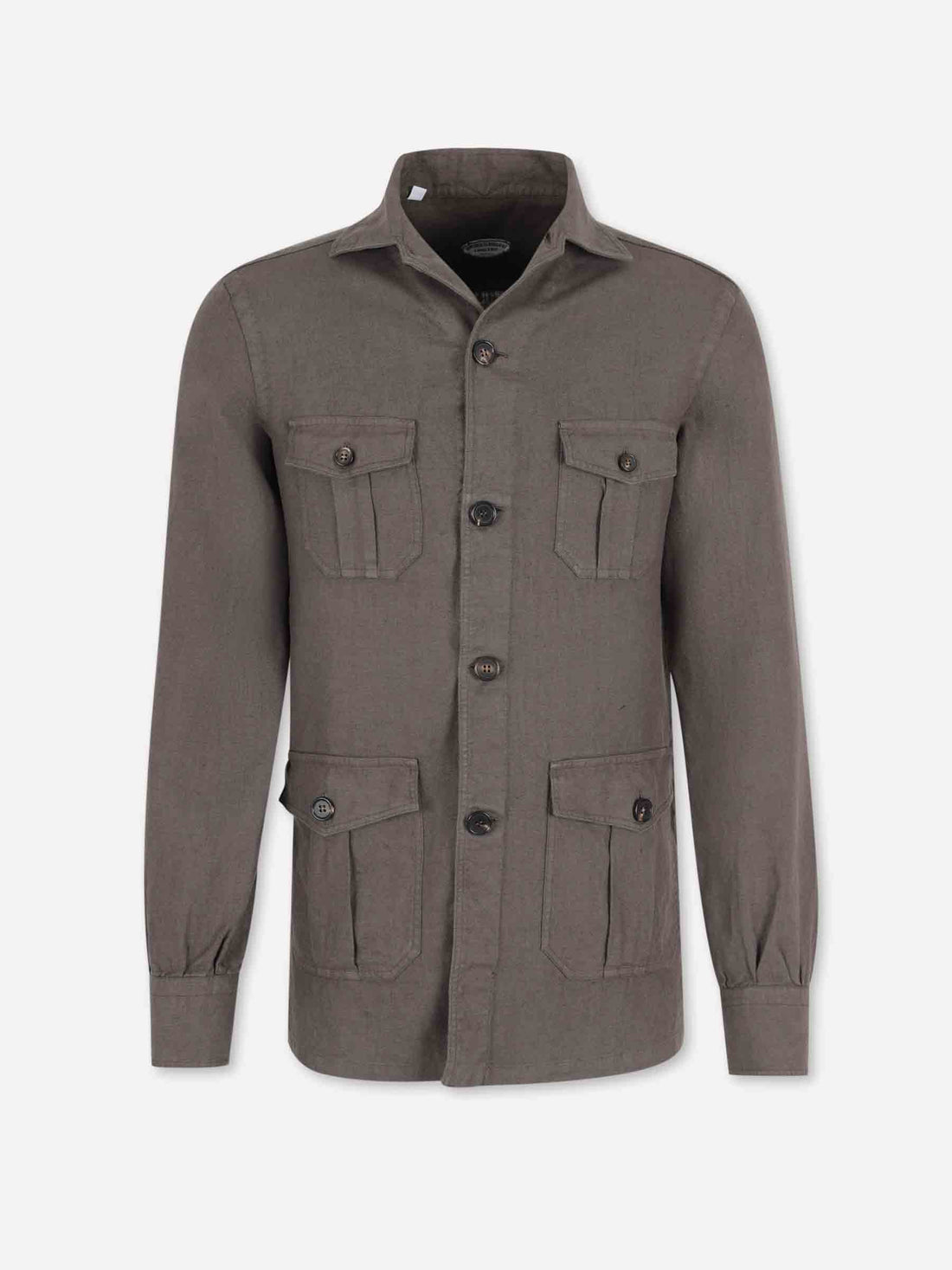 Vincenzo di Ruggiero Hombre Barcelona Camisa Lisa Lino color Marrón Oscuro sku 513-000164 04 - Foto 1