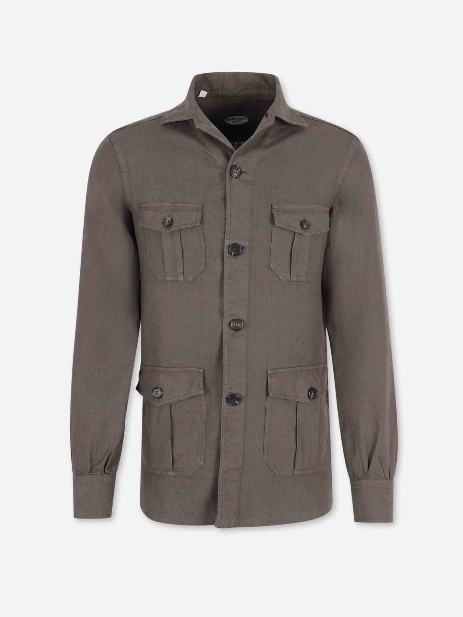 Vincenzo di Ruggiero Hombre Barcelona Camisa Lisa Lino color Marrón Oscuro sku 513-000164 04 - Foto 1