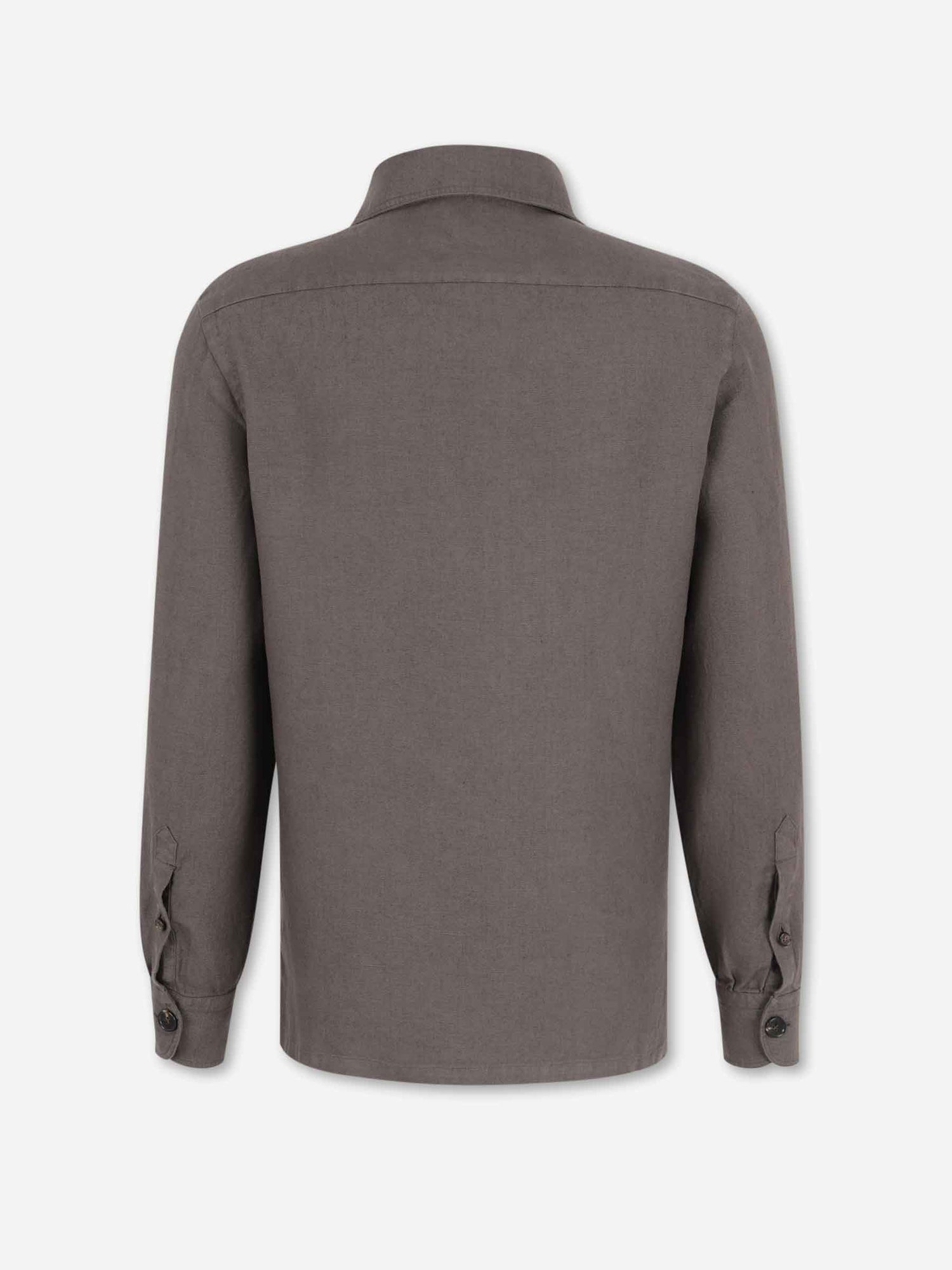 Vincenzo di Ruggiero Hombre Barcelona Camisa Lisa Lino color Marrón Oscuro sku 513-000164 04 - Foto 2