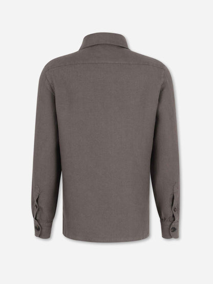 Vincenzo di Ruggiero Hombre Barcelona Camisa Lisa Lino color Marrón Oscuro sku 513-000164 04 - Foto 2