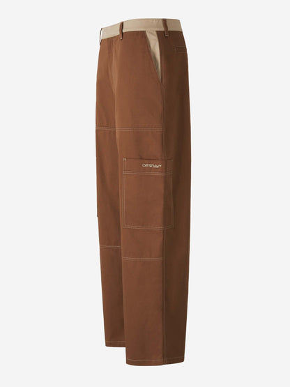 Outlet online Off-White Hombre Pantalones Cargo Bicolor color Marrón Oscuro sku 521-003239 01 - Foto 2