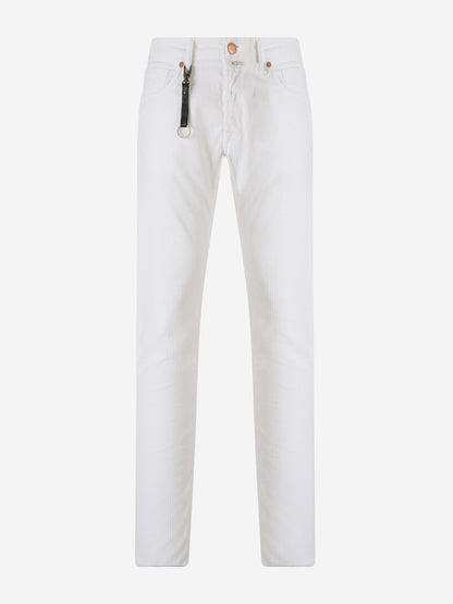 Outlet online Incotex Blue Division Hombre Pantalones Pana Slim Fit color Blanco sku 522-002427 01 - Foto 1