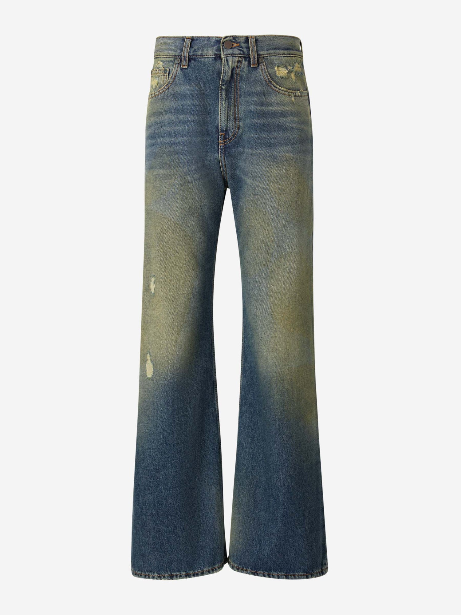 Outlet online Palm Angels Hombre Jeans Wide Leg Parche color Azul Denim sku 522-002473 01 - Foto 1