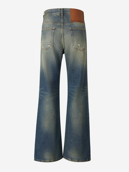 Outlet online Palm Angels Hombre Jeans Wide Leg Parche color Azul Denim sku 522-002473 01 - Foto 2