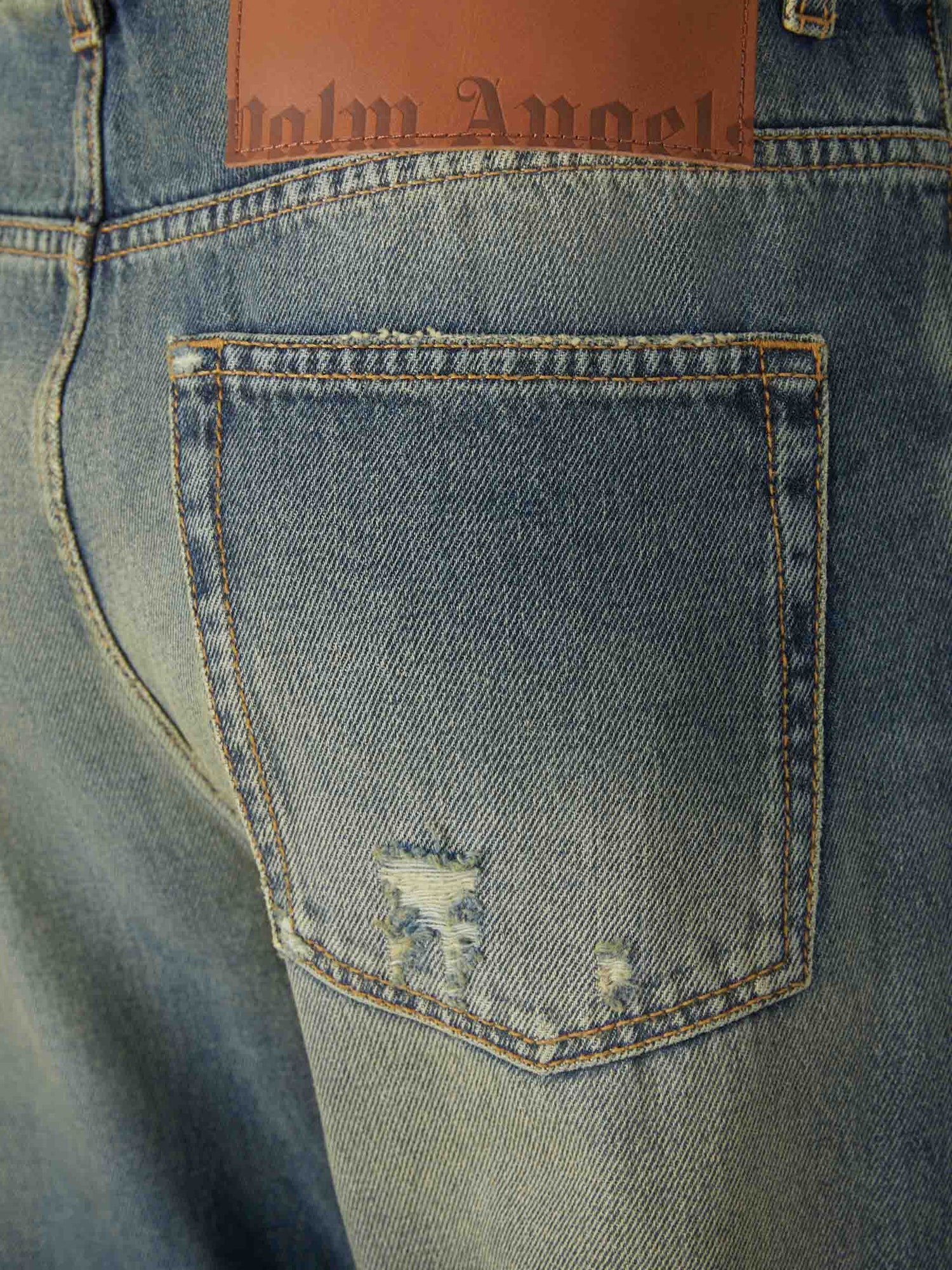Outlet online Palm Angels Hombre Jeans Wide Leg Parche color Azul Denim sku 522-002473 01 - Foto 4