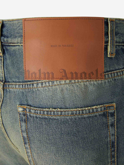Outlet online Palm Angels Hombre Jeans Wide Leg Parche color Azul Denim sku 522-002473 01 - Foto 5