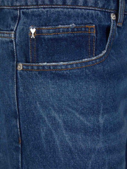 Outlet online Ami Paris Hombre Jeans Straight Parche color Azul Marino sku 522-002481 01 - Foto 4