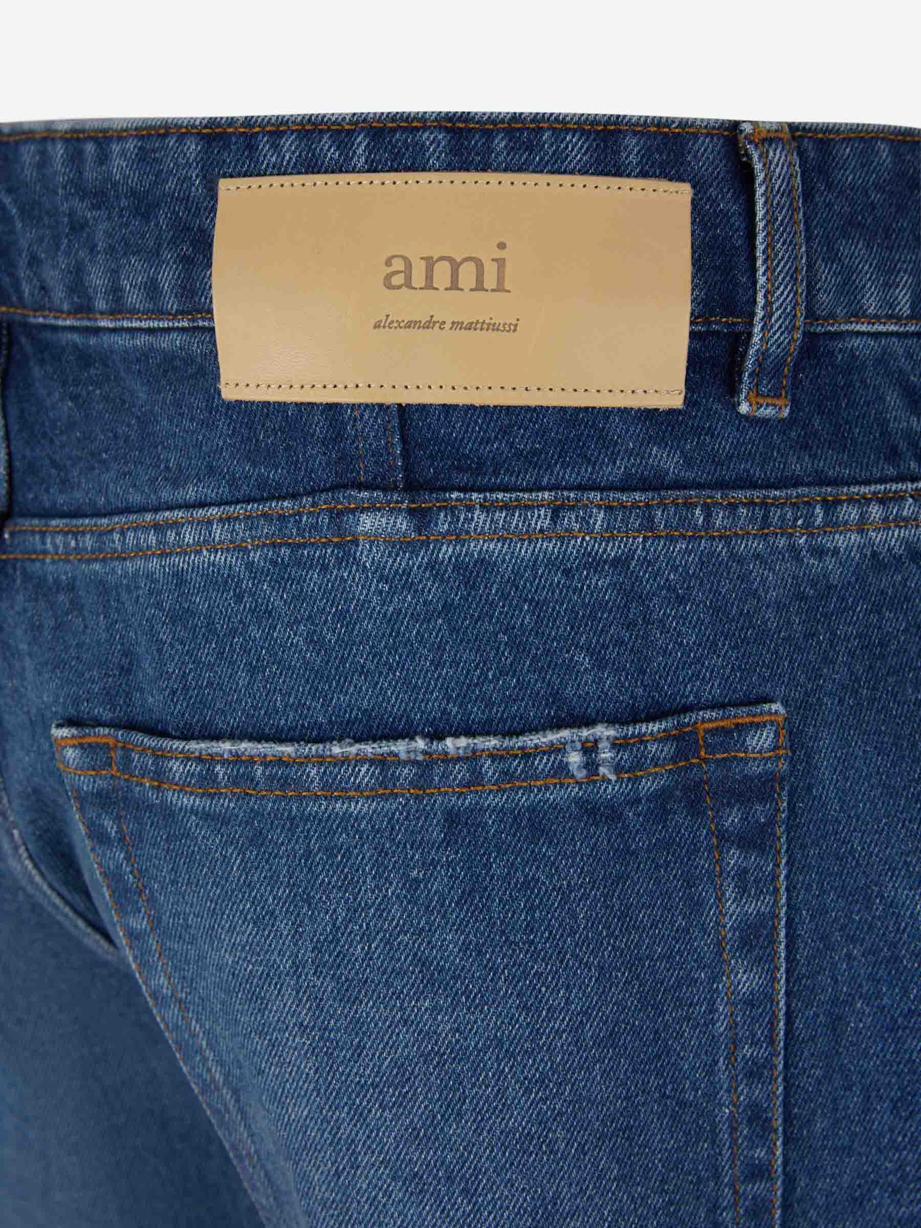 Outlet online Ami Paris Hombre Jeans Straight Parche color Azul Marino sku 522-002481 01 - Foto 5