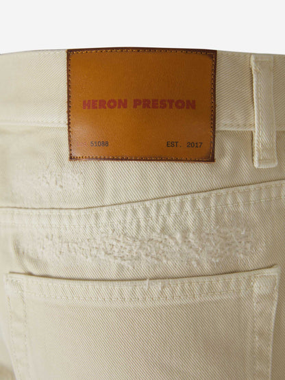 Outlet online Heron Preston Hombre Jeans Straight Distressed color Marfil sku 522-002537 01 - Foto 6