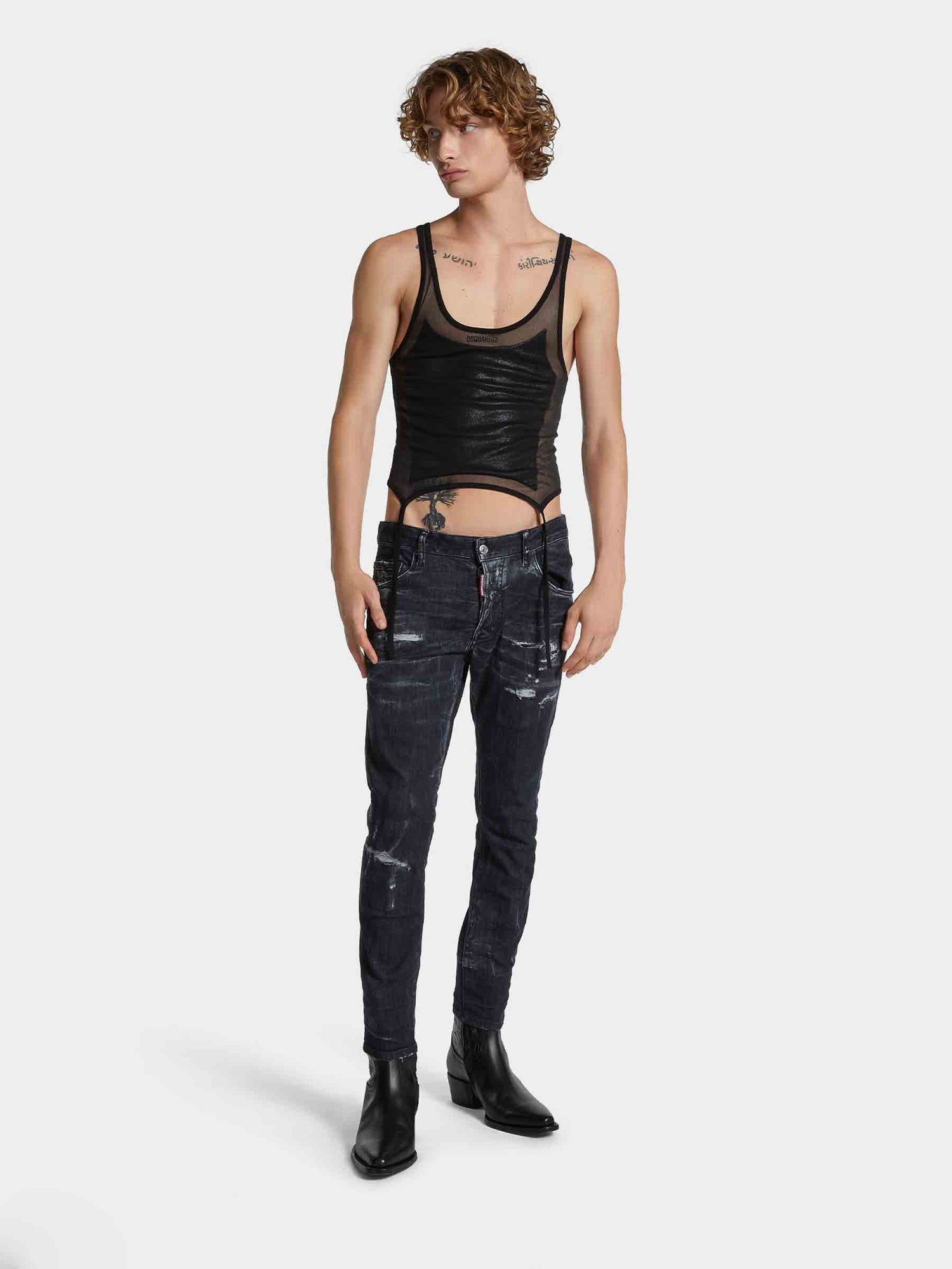 Outlet online Dsquared2 Hombre Jeans Slim Skater color Negro sku 522-002804 01 - Foto 2