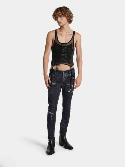 Outlet online Dsquared2 Hombre Jeans Slim Skater color Negro sku 522-002804 01 - Foto 2