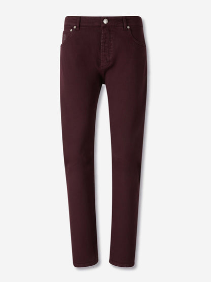 Outlet online Brunello Cucinelli Hombre Jeans Rectos Algodón color Burdeos sku 522-002943 02 - Foto 1