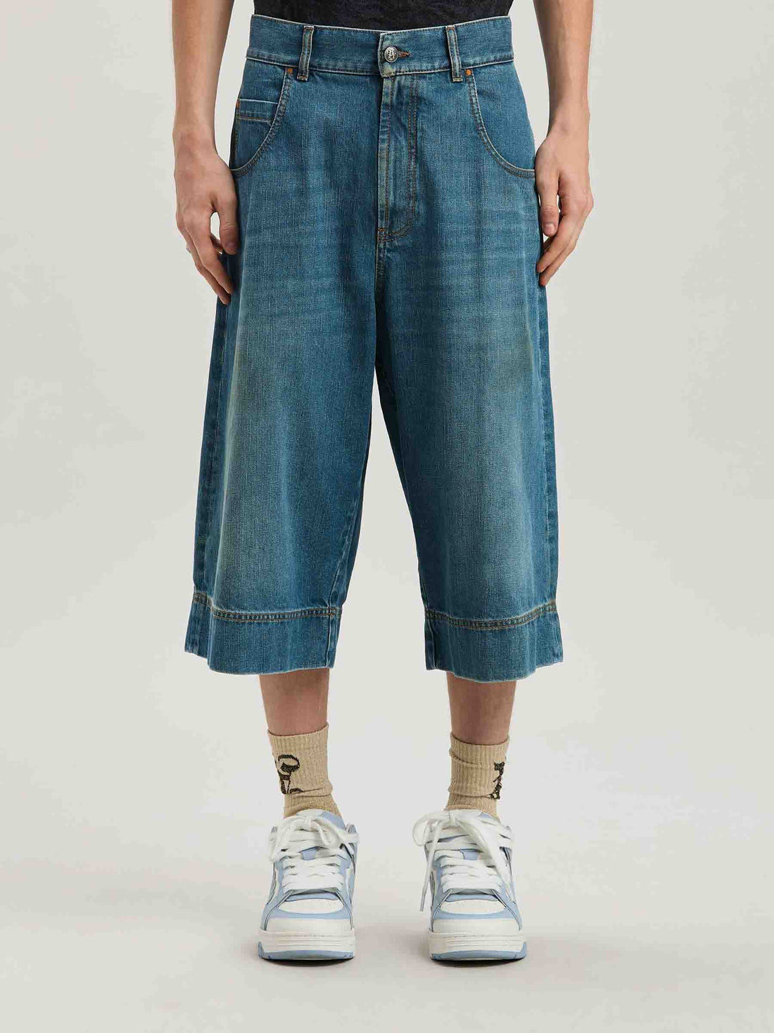 Outlet online Palm Angels Hombre Bermudas G-Curved Denim color Azul sku 523-001079 01 - Foto 3