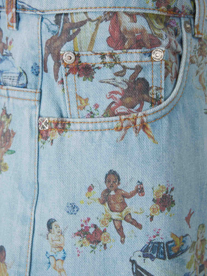 Outlet online Off-White Hombre Bermudas Denim Estampado color Azul sku 523-001181 01 - Foto 3