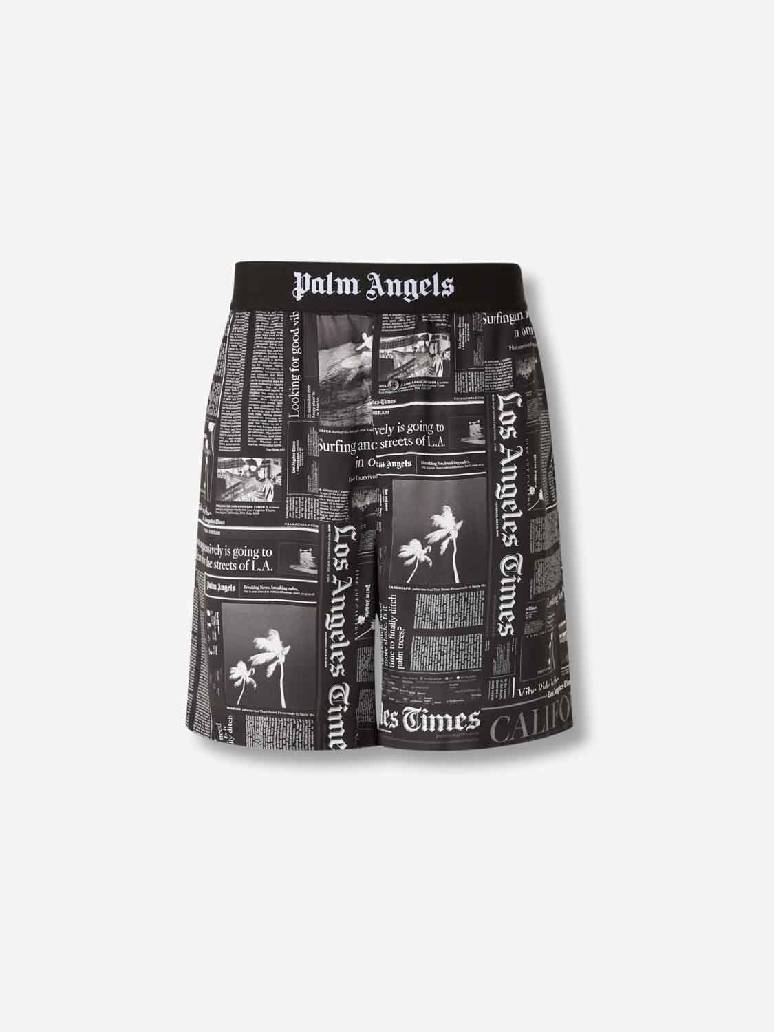 Outlet online Palm Angels Hombre Bermudas Estampado Periódico color Negro sku 523-001205 01 - Foto 1