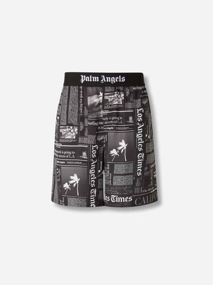 Outlet online Palm Angels Hombre Bermudas Estampado Periódico color Negro sku 523-001205 01 - Foto 1