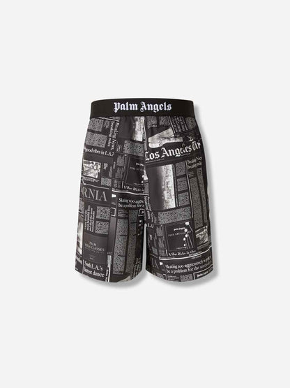 Outlet online Palm Angels Hombre Bermudas Estampado Periódico color Negro sku 523-001205 01 - Foto 3