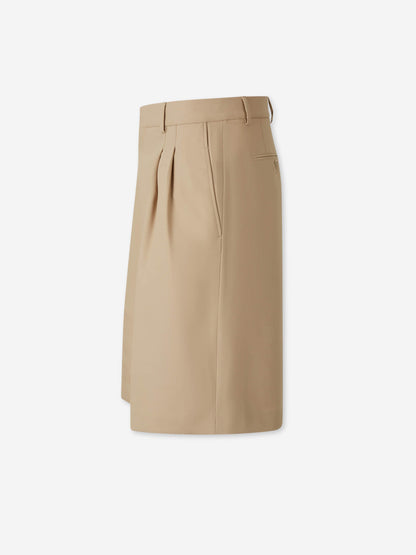 Ami Paris Hombre Barcelona Bermudas Pinzas Lana color Camel sku 523-001302 02 - Foto 2