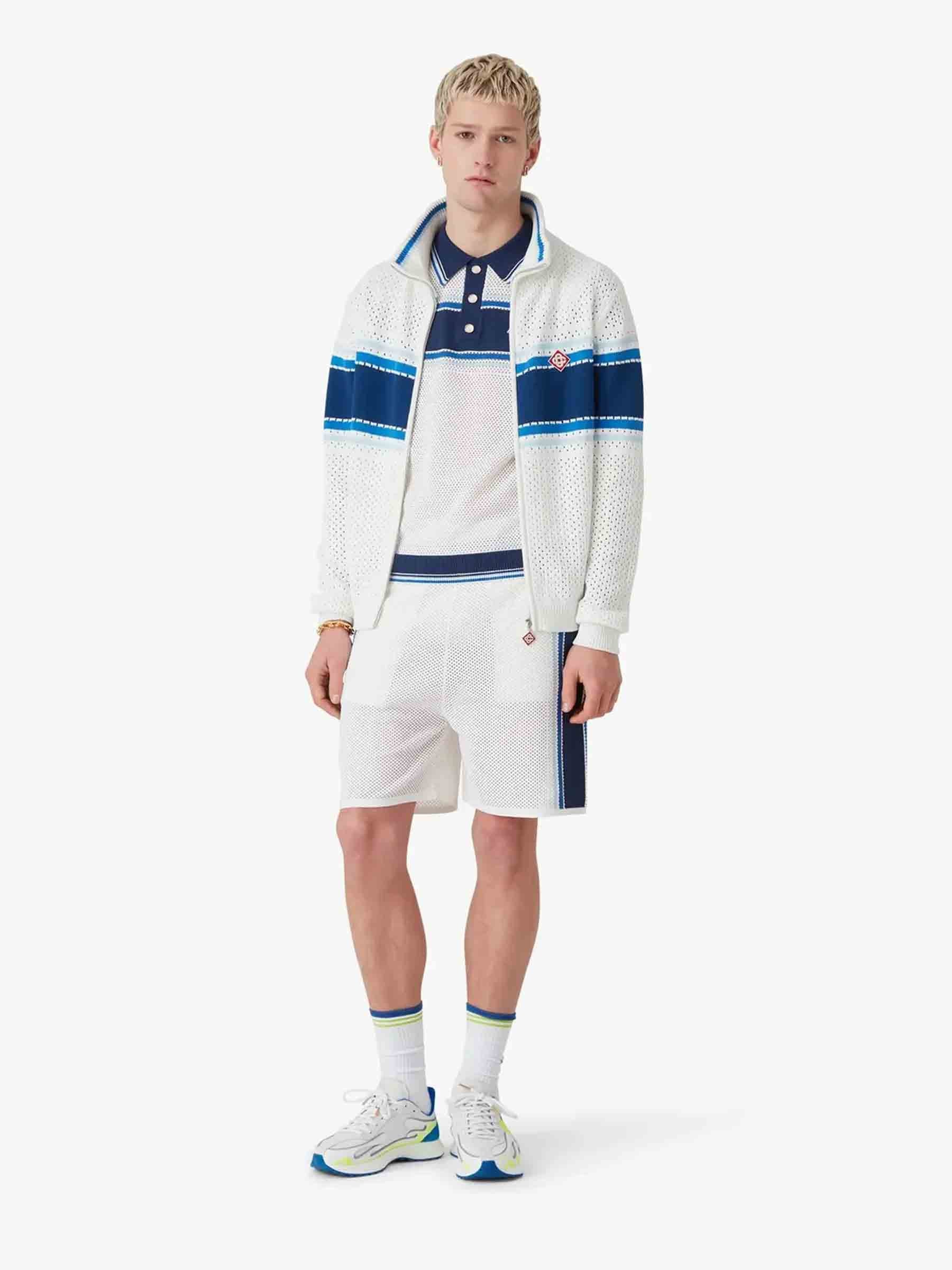 Casablanca Hombre Barcelona Bermudas Striped Mesh color Blanco sku 523-001356 01 - Foto 2