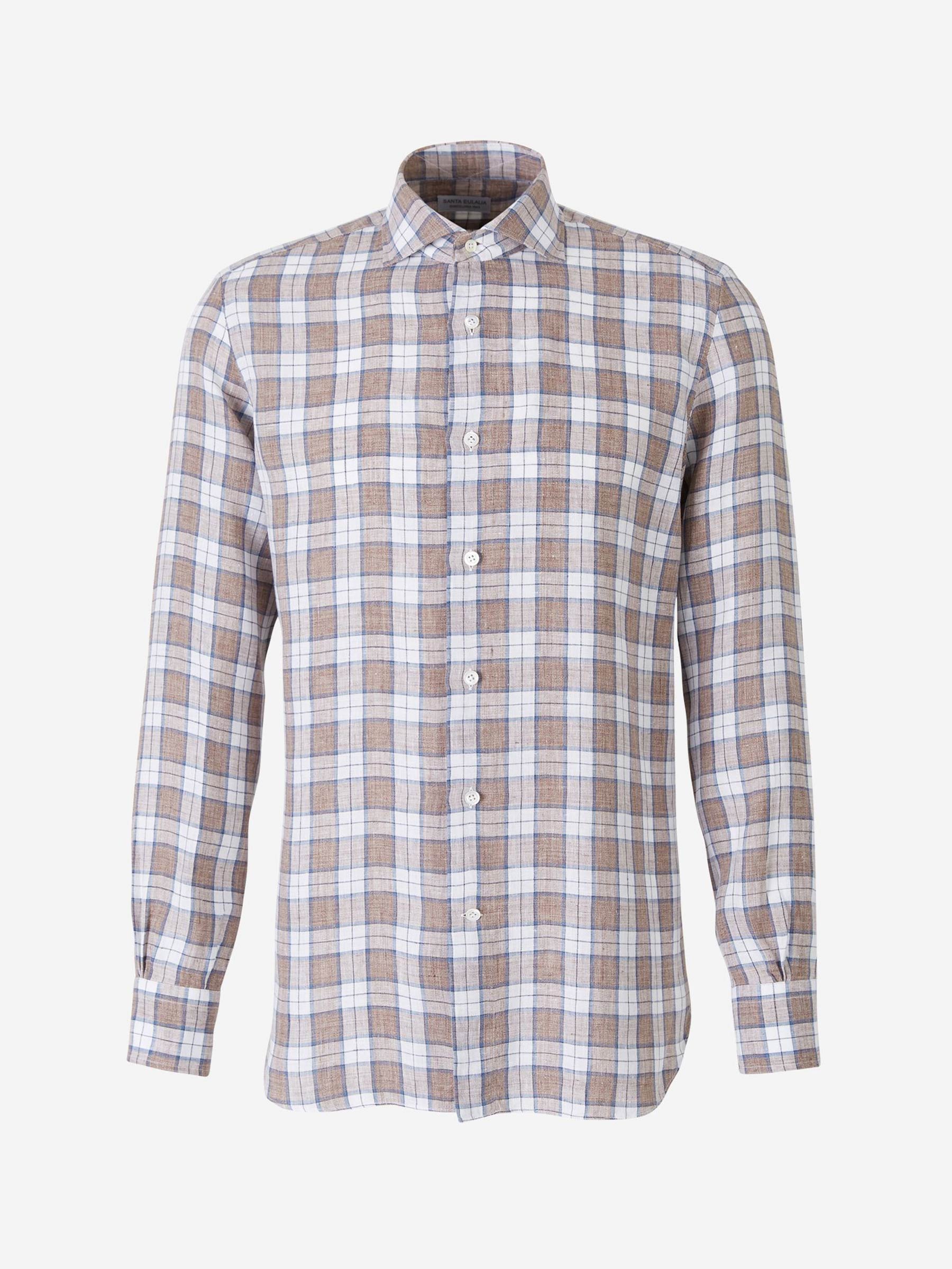 Outlet online Santa Eulalia Hombre Camisa Cuadros Lino color Azul Denim sku 531-005146 01 - Foto 5