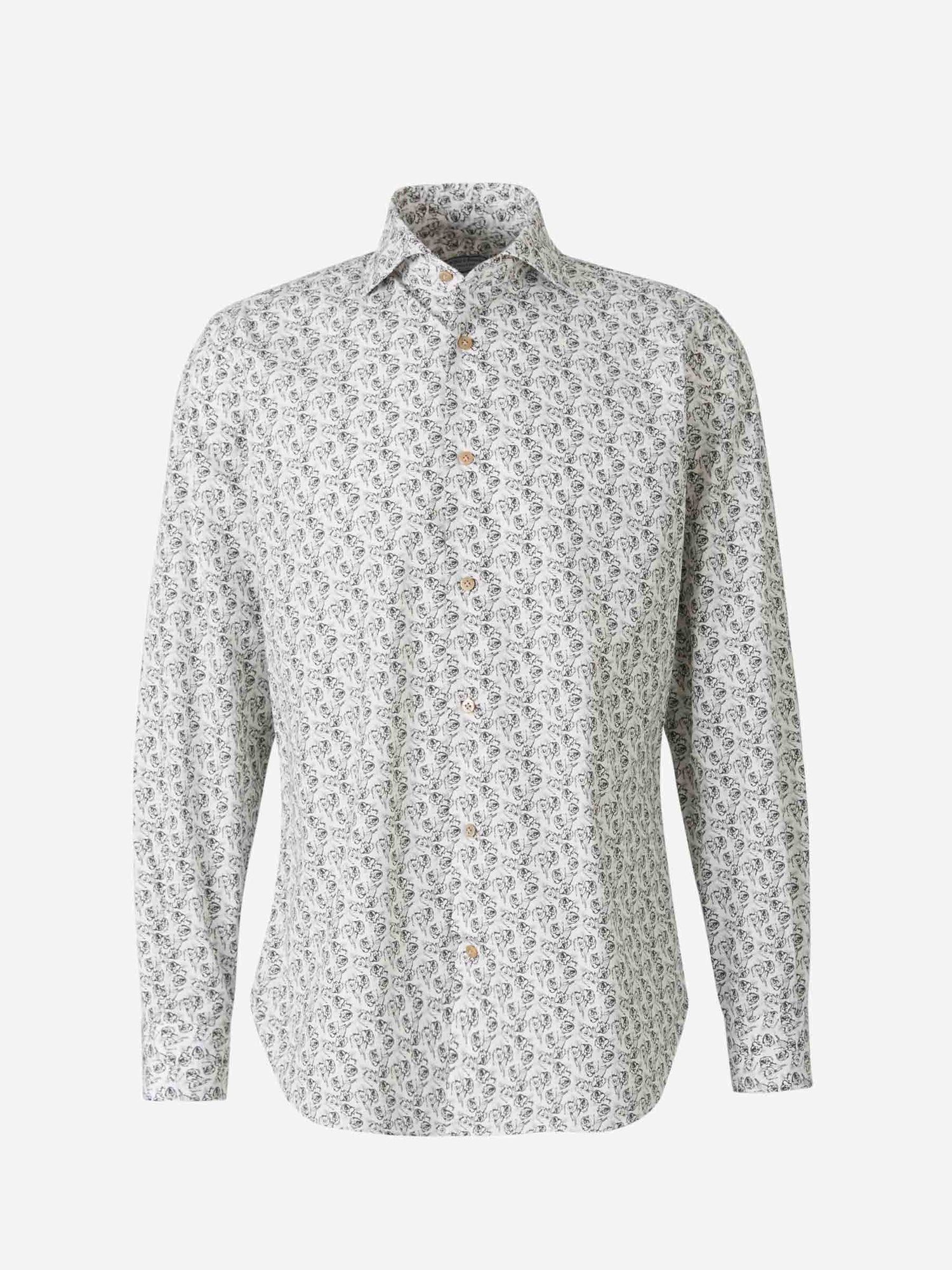 Outlet online Vincenzo di Ruggiero Hombre Camisa Rosas Algodón color Blanco sku 531-005474 01 - Foto 1