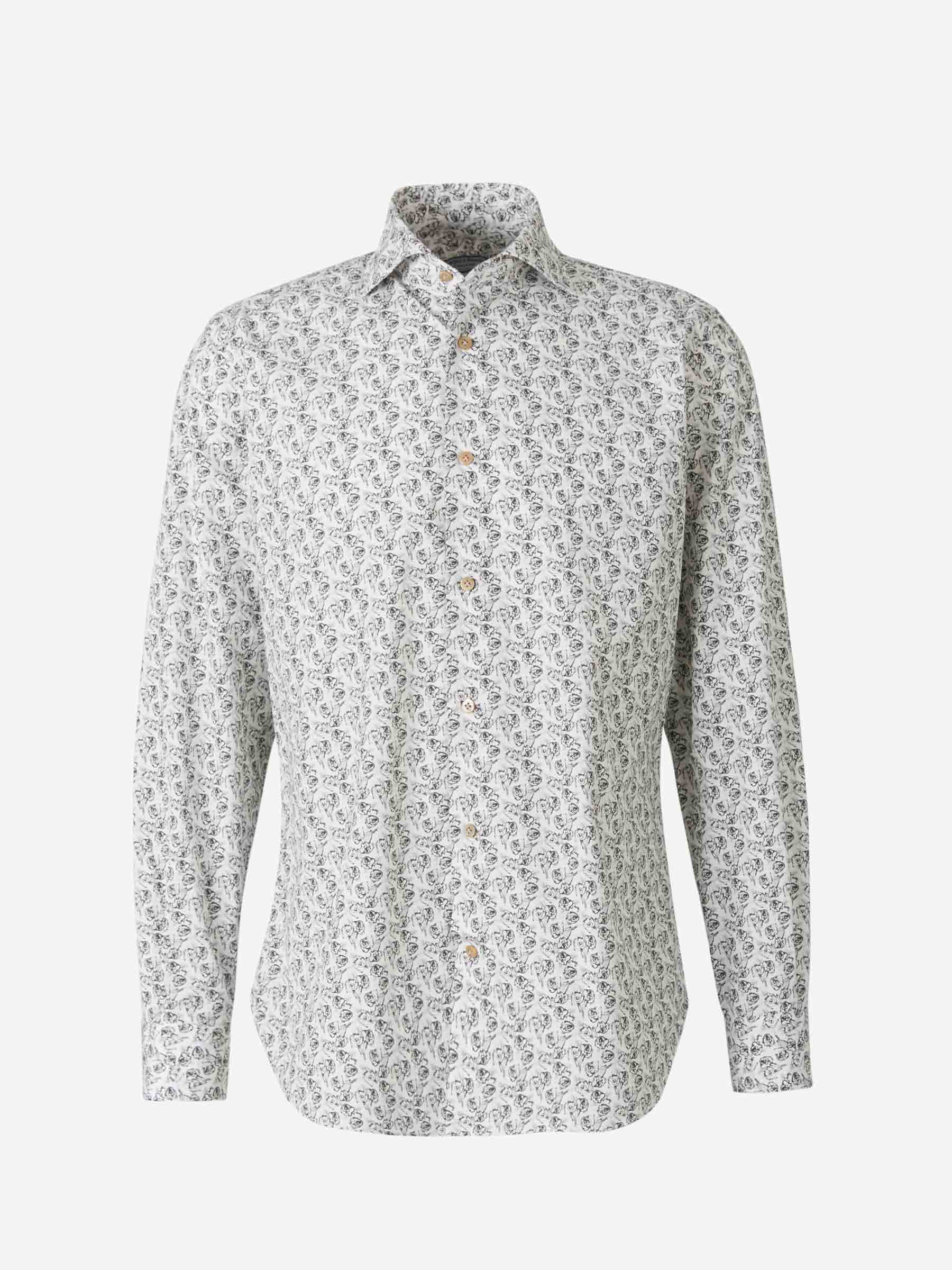 Outlet online Vincenzo di Ruggiero Hombre Camisa Rosas Algodón color Blanco sku 531-005474 01 - Foto 1