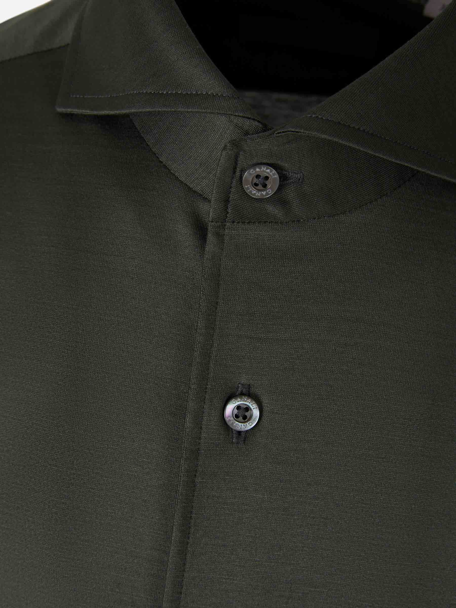 Outlet online Canali Hombre Camisa Punto Algodón color Verde Oscuro sku 531-005596 05 - Foto 3