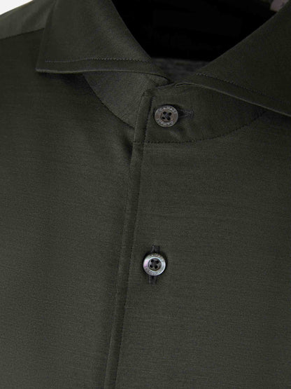 Outlet online Canali Hombre Camisa Punto Algodón color Verde Oscuro sku 531-005596 05 - Foto 3
