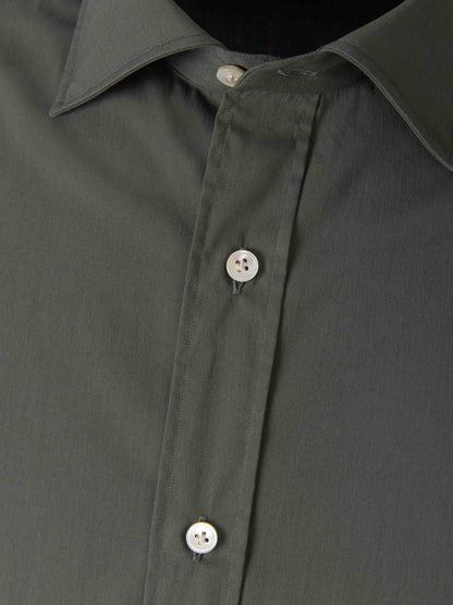 Outlet online Borrelli Hombre Camisa Lisa Popelina color Verde Militar sku 531-005632 01 - Foto 3