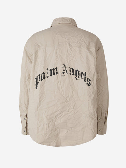 Outlet online Palm Angels Hombre Sobrecamisa Crinkled Logo color Arena sku 531-005796 01 - Foto 2