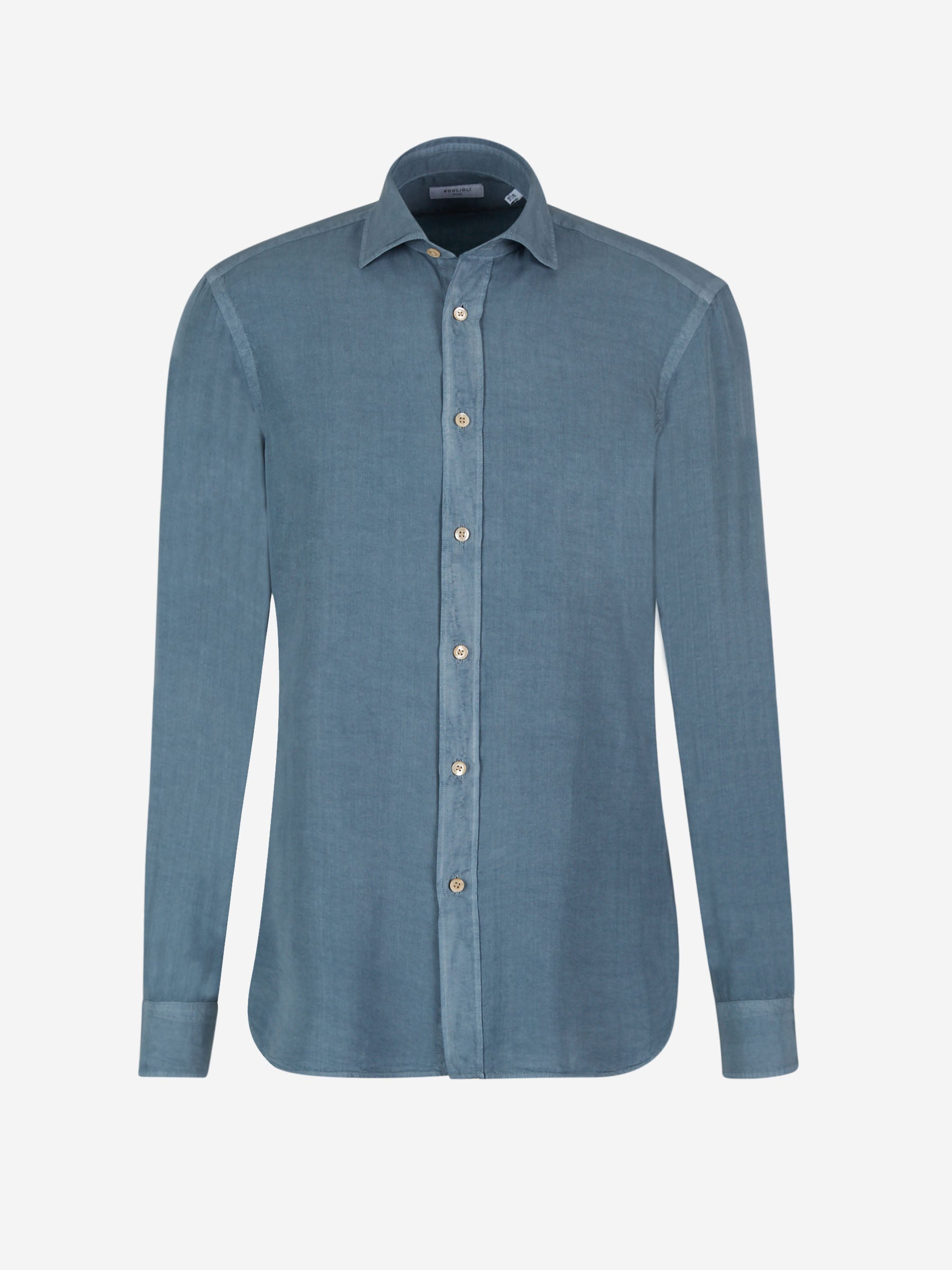 Outlet online Boglioli Hombre Camisa Fluida Lisa color Azul Noche sku 531-005831 03 - Foto 5