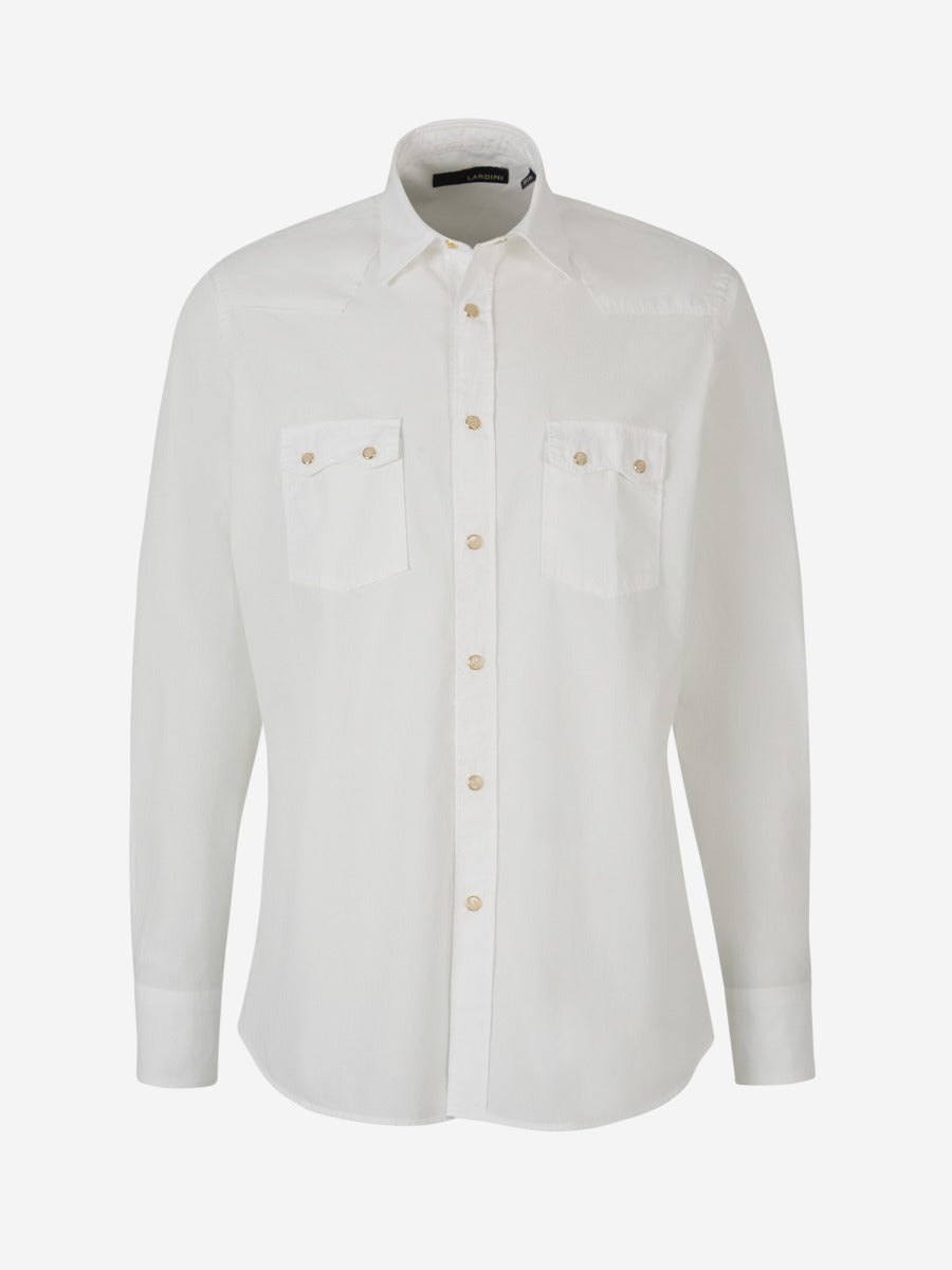 Outlet online Lardini Hombre Camisa Lisa Algodón color Verde Militar sku 531-005853 02 - Foto 2