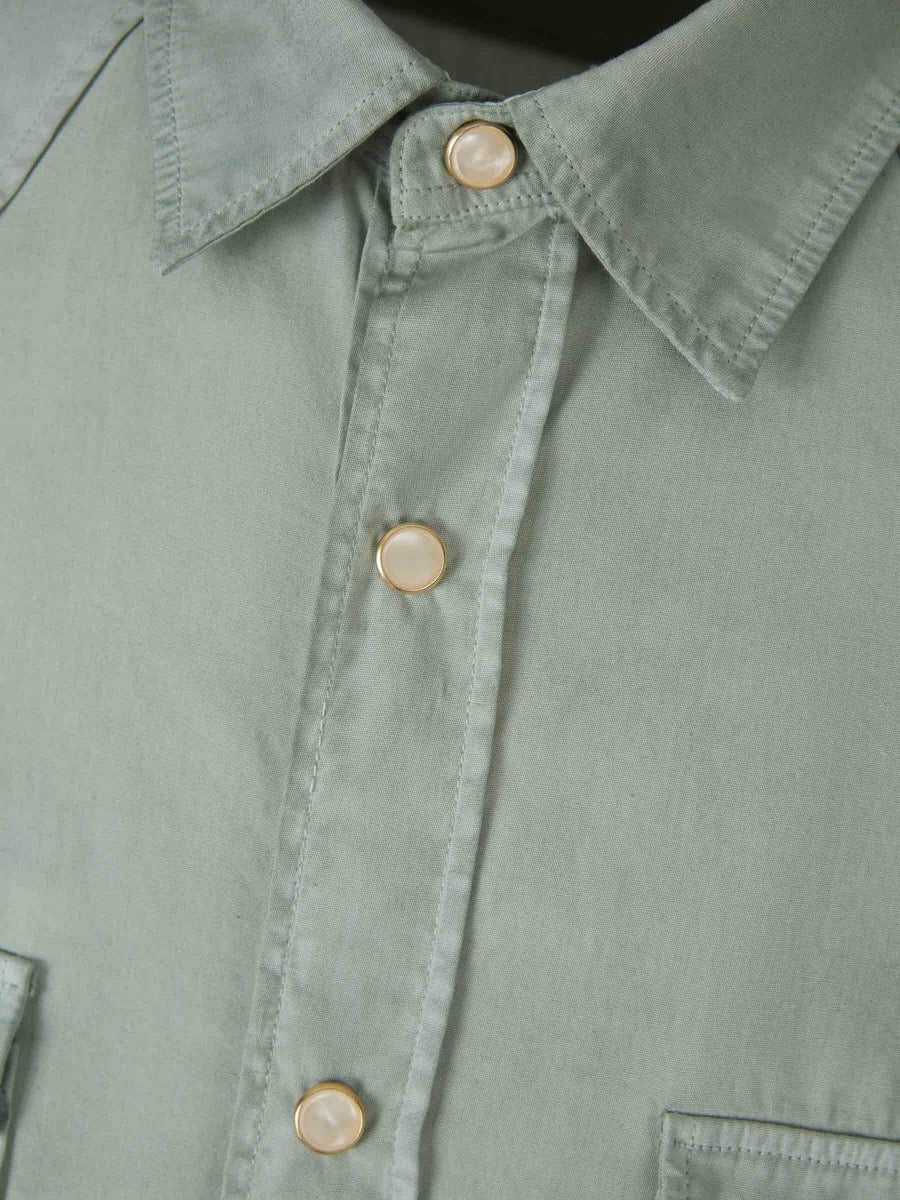 Outlet online Lardini Hombre Camisa Lisa Algodón color Verde Militar sku 531-005853 02 - Foto 10