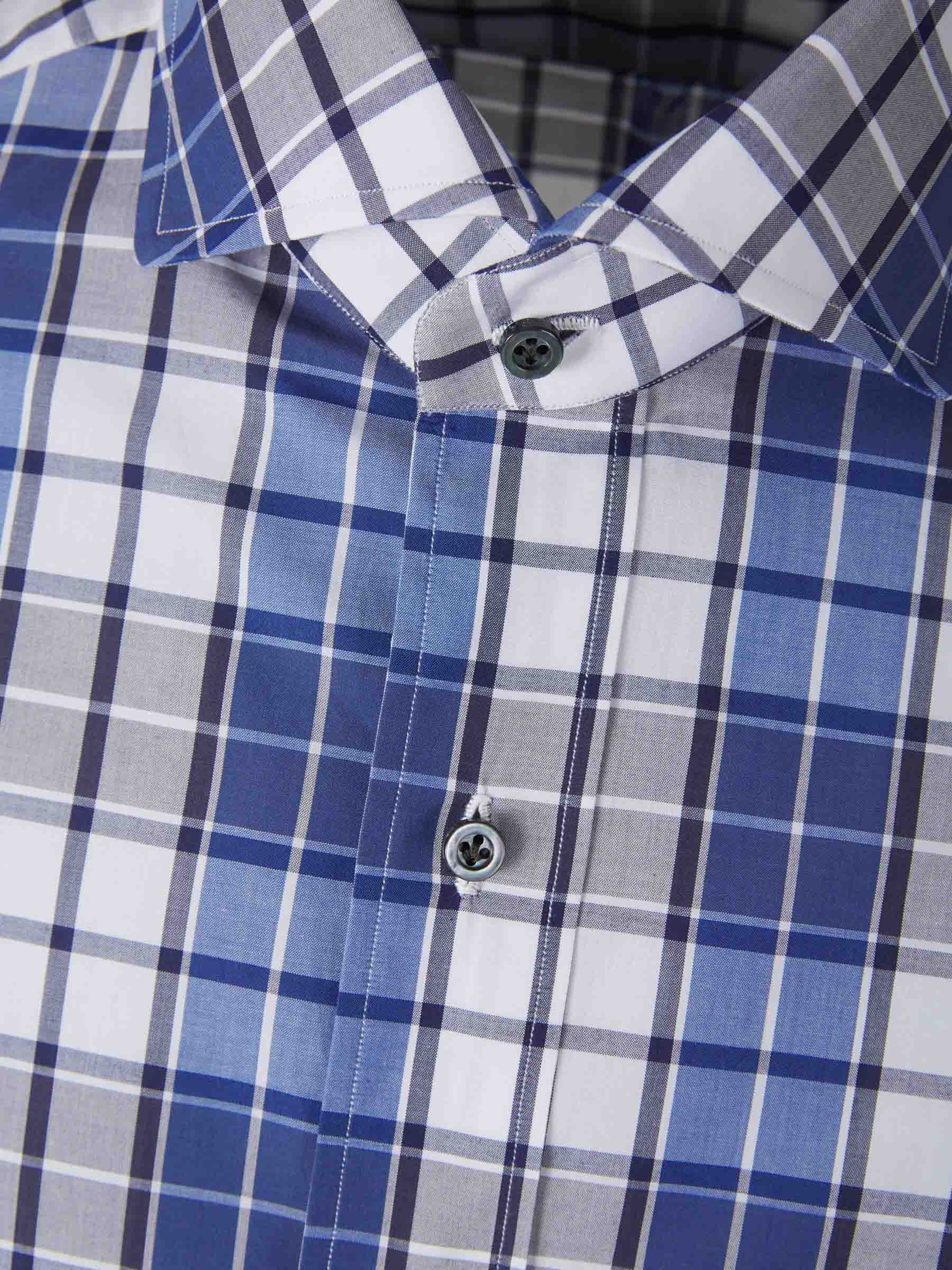 Outlet online Isaia Hombre Camisa Motivo Cuadros color Azul Cobalto sku 531-006005 01 - Foto 3