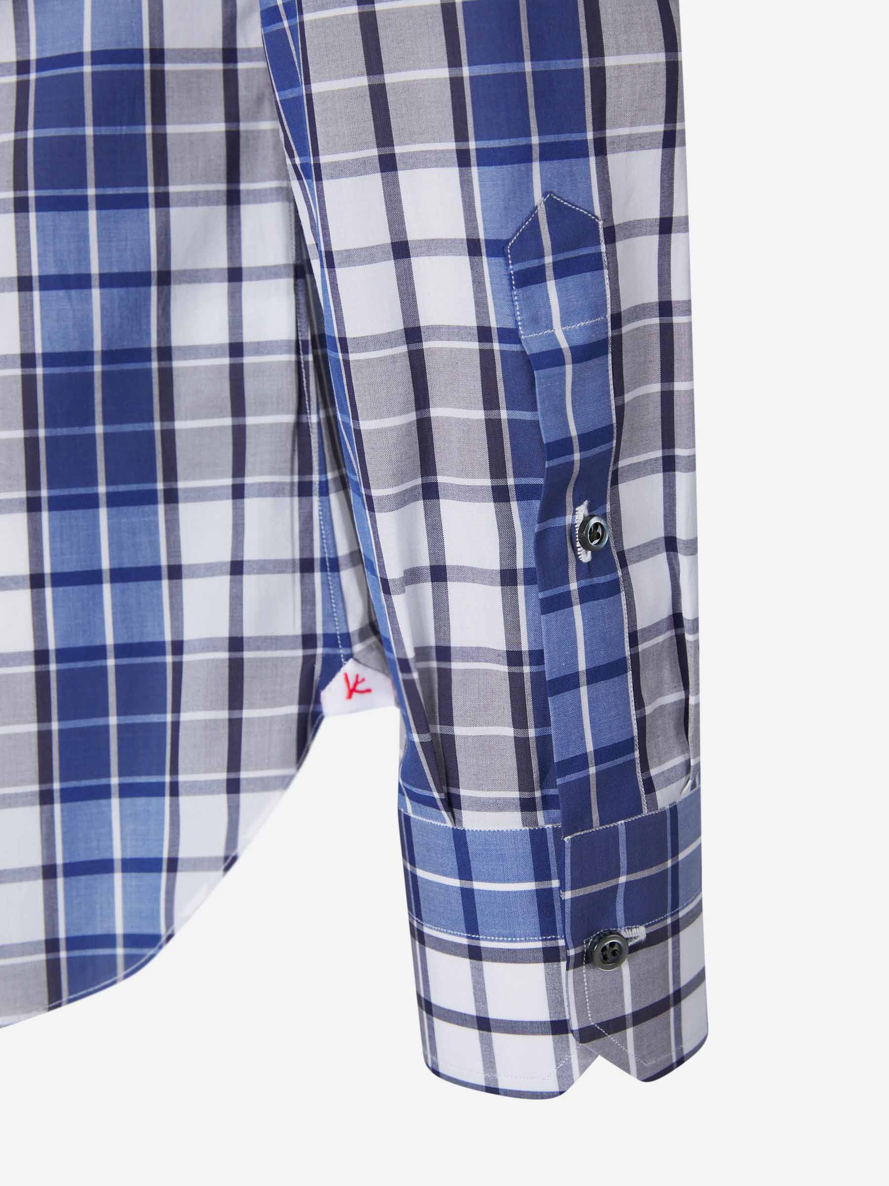 Outlet online Isaia Hombre Camisa Motivo Cuadros color Azul Cobalto sku 531-006005 01 - Foto 4