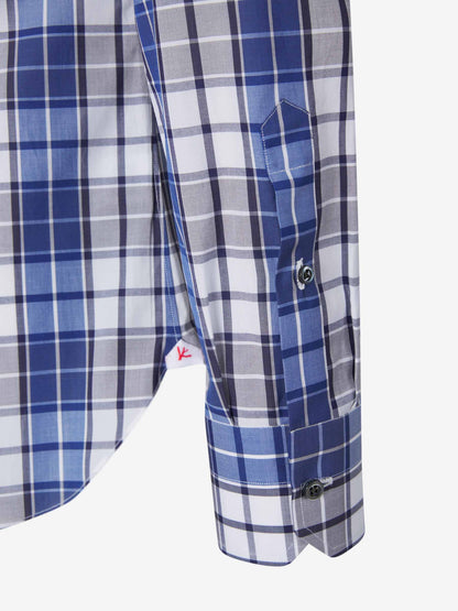 Outlet online Isaia Hombre Camisa Motivo Cuadros color Azul Cobalto sku 531-006005 01 - Foto 4