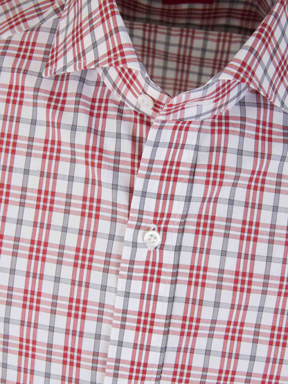 Isaia Camisa Motivo Cuadros color Rojo sku 531-006012 01 - Foto 4